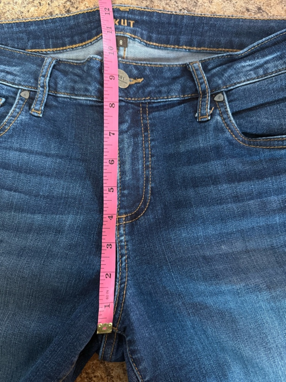 KUT from the Kloth Size 8 Cropped Straight Leg Denim Jeans Classic Medium Wash - Picture 7 of 8